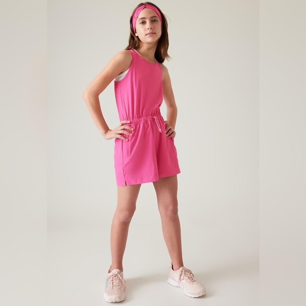Athleta Girls Play More Pink Sleeveless Romper